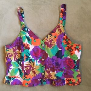 Zara Floral Button Down Crop Top